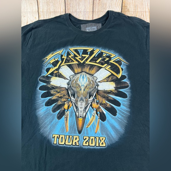 EAGLES 2018 Tour Band Concert T Shirt Size XL Skull Feather Graphic - Picture 4 of 6
